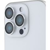 Guess Apple iPhone 16 Pro Uyumlu Guess Lisanslı Metal Kamera Lens Koruyucu Gümüş