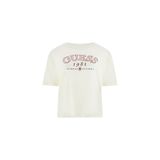 Guess Arianna Kadın Aktif Boxy Fit T-Shirt, Krem, L Beden