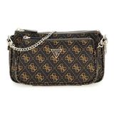 GUESS Bayan Noelle II Çift Kese Crossbody Çanta, Kahverengi Logo, One Size, Noelle II Çift Kese Crossbody