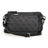 GUESS Bayan Noelle II Çift Kese Crossbody Çanta, Kömür Logosu, One Size, Noelle II Çift Kese Crossbody