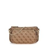 GUESS Bayan Noelle II Çift Kese Crossbody Çanta, Latte Logosu/Kahverengi, One Size, Noelle II Çift Kese Crossbody