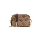 GUESS Bayan Noelle Kamera Crossbody Çanta, Latte Logosu/Kahverengi, One Size, Çantalar