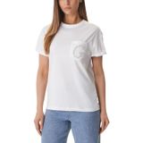 GUESS Bayan Tişört Pocket Logo Strass Beyaz ES26GU41 W6GI17K3037, Beyaz, XS