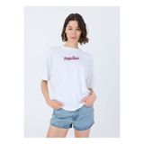 Guess Beyaz Kadın Yuvarlak Yaka Oversized T-shirt Gj Ss Cn Os Curved L - Organic Cott