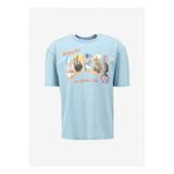 Guess Bisiklet Yaka Baskılı Mavi Erkek T-Shirt M4GI44KC6U1FB3G_SS BSC POSTCA