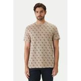 Guess Bisiklet Yaka Kısa Kollu Jakarlı 4G Örme Erkek Bej T-Shirt M6gp34k3200-Fmaz