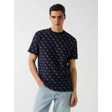 Guess Bisiklet Yaka Kısa Kollu Jakarlı 4G Örme Erkek Lacivert T-Shirt M6gp34k3200-Fbdb