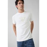 Guess Bisiklet Yaka Kısa Kollu Orta Üçgen Hd Baskılı Erkek Beyaz T-Shirt M6YI40K4226-G011