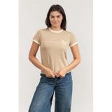 Guess Carmen Aktif Slim Fit T-Shirt, XS, TYCE3AFBE379A5C75D1594A00, Bej, Kadın
