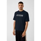 Guess Chris Erkek Aktif Oversize Fit T-Shirt - Lacivert