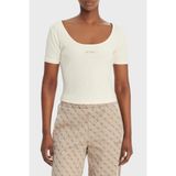 Guess Circe Aktif Modal Karışımlı Kadın T-shirt, Krem, XL