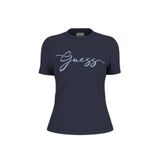 Guess Circe Nakışlı Logo Kadın T-Shirt, Lacivert, L Beden