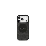 Guess Circle Classic Serisi iPhone 17 Pro Yazı Logolu Magsafe Uyumlu Siyah Telefon Kılıfı
