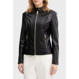 Guess Claudine Slim Fit Dik Yaka Biker Ceket W6RL52WL850 Bayan Ceket W6RL52 WL850 Jblk - Siyah