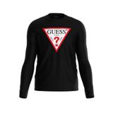 Guess CN LS Original Logo Mid Organic S Bisiklet Yaka Baskılı Siyah Erkek T-Shirt