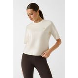 Guess Colette Kadın Aktif Boxy Fit Bisiklet Yaka T-Shirt Krem