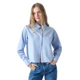 Guess Comfort Fit Cropped Gömlek -, L, W6RH64WH7P1, Mavi, Kadın