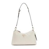 GUESS Cresidia II Top Zip Shoulder Bag Cream White Logo krem rengi omuz çantası