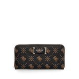 GUESS Cüzdan Carrie Logo Büyük Fermuarlı Çevresinde Cüzdan Espresso Logo Koyu Kahverengi
