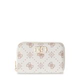 GUESS Cüzdan Emelie Logo SLG Zip Around Wallet Vanilya Logolu Krem