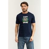 Guess Daven Erkek Aktif Regular Fit Bisiklet Yaka T-Shirt, Lacivert, S Beden