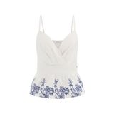 Guess Düz Beyaz Kadın Bluz SL BLANCHE PLACE EMB - COTTON EMBRO