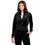 GUESS Eco Couture Tam Fermuarlı Kadife Sweatshirt, Siyah, XS