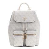 GUESS eğlence sırt çantası Manhattan II Flap Sırt Çantası Kemik Logo krem-beyaz