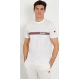 Guess Erkek Beyaz Tamamı Logolu T-Shirt