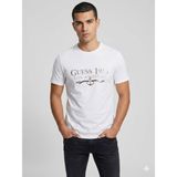Guess Erkek Bisiklet Yaka Yazı Baskılı Kısa Kollu Tişört M4GI27J1314 - Beyaz - XL