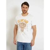 Guess Erkek Ejderha Baskılı Bisiklet Yaka Pamuklu Kısa Kollu T-Shirt M4GI21K8FQ4 - Beyaz