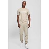 Guess Erkek Krem Logolu Nakış Işlemeli T-Shirt - Bej
