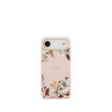 Guess Floral Serisi iPhone 17 Air Taneli Çiçek Desenli Metal Logolu Magsafe Uyumlu Pembe Telefon Kılıfı