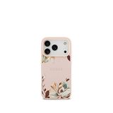 Guess Floral Serisi iPhone 17 Pro Taneli Çiçek Desenli Metal Logolu Magsafe Uyumlu Pembe Telefon Kılıfı