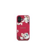 Guess Flowers Serisi iPhone 16 Magsafe Uyumlu Kırmızı Telefon Kılıfı