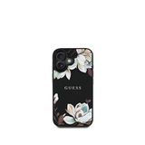 Guess Flowers Serisi iPhone 16 Magsafe Uyumlu Siyah Telefon Kılıfı
