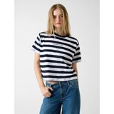 Guess GJ Kısa Kollu Bisiklet Yaka Kutulu Kesim Çizgili Kadın Lacivert T-shirt W6RI19K8HM0-S75Q