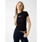 Guess Gj Kolsuz Bisiklet Yaka Nakışlı Dar Kesim Kadın Siyah T-Shirt W6rp21ka0h1-Jblk