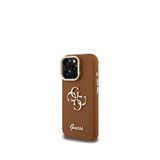Guess Grained iPhone 15 Pro Max Kamera Standlı Kahverengi Telefon Kılıfı