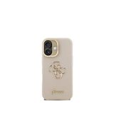 Guess Grained iPhone 16 Kamera Standlı Bej Telefon Kılıfı