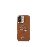 Guess Grained iPhone 16 Kamera Standlı Kahverengi Telefon Kılıfı