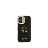 Guess Grained iPhone 16 Kamera Standlı Siyah Telefon Kılıfı