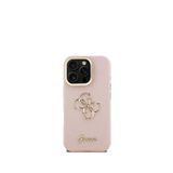 Guess Grained iPhone 16 Pro Kamera Standlı Pembe Telefon Kılıfı