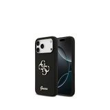 Guess Grained iPhone 17 Pro Max Yazı Logolu Siyah Telefon Kılıfı