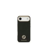 Guess Grained Serisi iPhone 17 Air 4G Logolu Magsafe Uyumlu Siyah Telefon Kılıfı