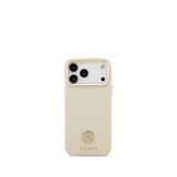 Guess Grained Serisi Iphone 17 Pro Max 4g Logolu Magsafe Uyumlu Telefon Kılıfı - Bej