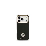 Guess Grained Serisi iPhone 17 Pro Taşlı 4G Logolu Magsafe Uyumlu Siyah Telefon Kılıfı