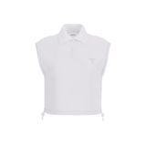 Guess Habi Kolsuz Kadın Polo Crop T-shirt, Beyaz, S Beden