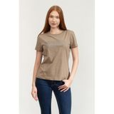 Guess Ingrid Aktif Regular Fit T-Shirt, XS, TYC09F6CC40920277B9C27100, Kahverengi, Kadın