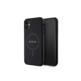 Guess İphone 11 Uyumlu Kılıf Yazı Logolu Saffiano Classic Kapak Siyah